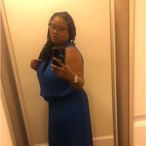 Royal Blue Grecian style silk dress